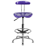 English Elm EE2102 Contemporary Plastic Tractor Drafting Stool Violet EEV-14955