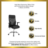 English Elm EE2111 Contemporary Commercial Grade Mesh Executive Office Chair Black and White EEV-14989