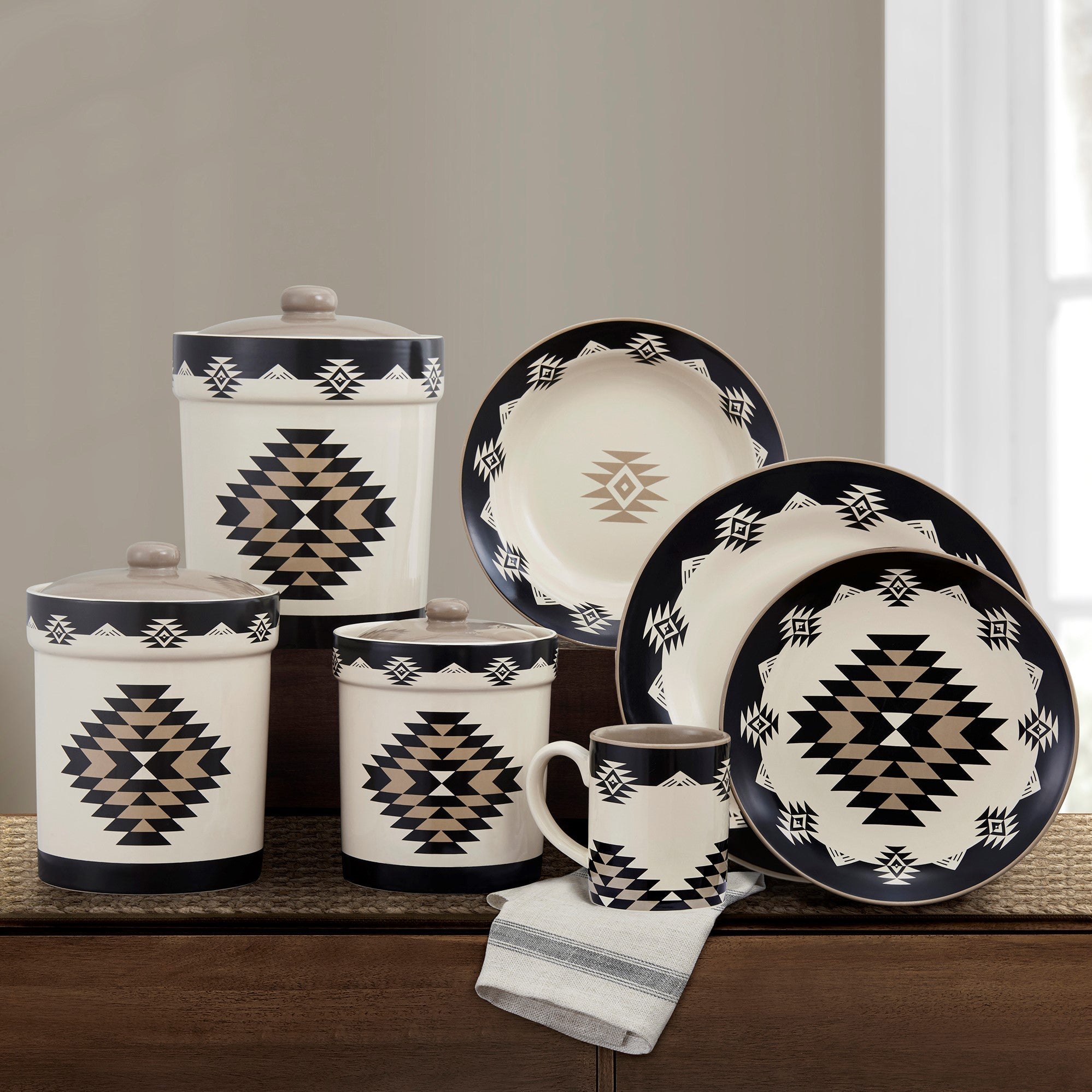 Chalet Aztec Dinnerware Set with Canisters