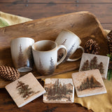 HiEnd Accents Clearwater Mug & Scenery Tree Coaster Set LF1901K2 Multi Color Mug: Ceramic; Coaster: Natural travertine stone with cork backing 