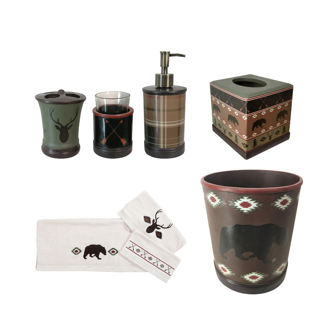 Aztec Rustic Ceramic Bathroom Set with Towel Collection - Thumbnail 3