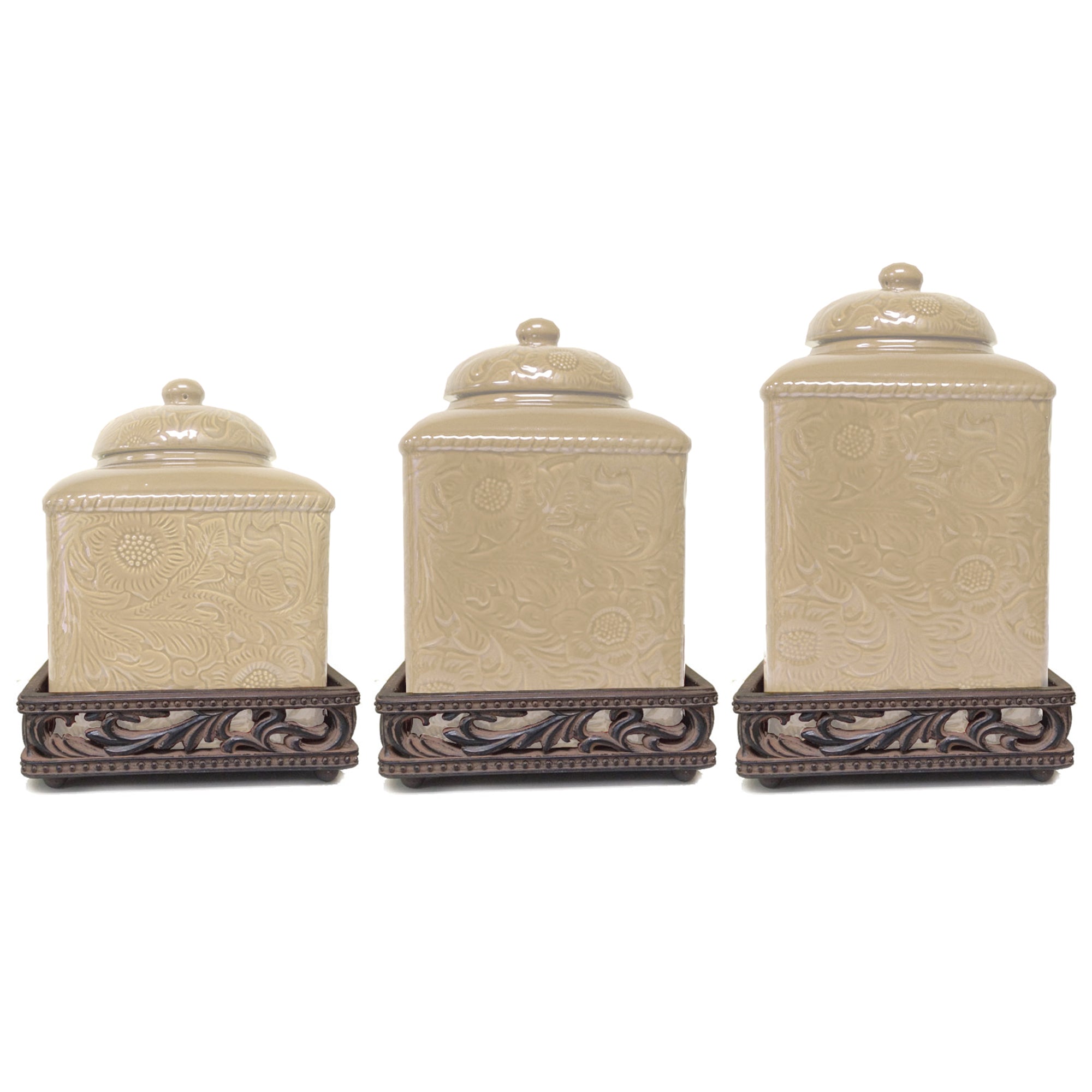 Savannah Damask Canister & Base Set