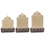 HiEnd Accents Savannah Canister & Base Set LF4001CS-OS-CR Cream Canister: Ceramic; Canister Base: Resin 6x6x9
