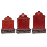 HiEnd Accents Savannah Canister & Base Set LF4001CS-OS-RD Red Canister: Ceramic; Canister Base: Resin 6x6x9