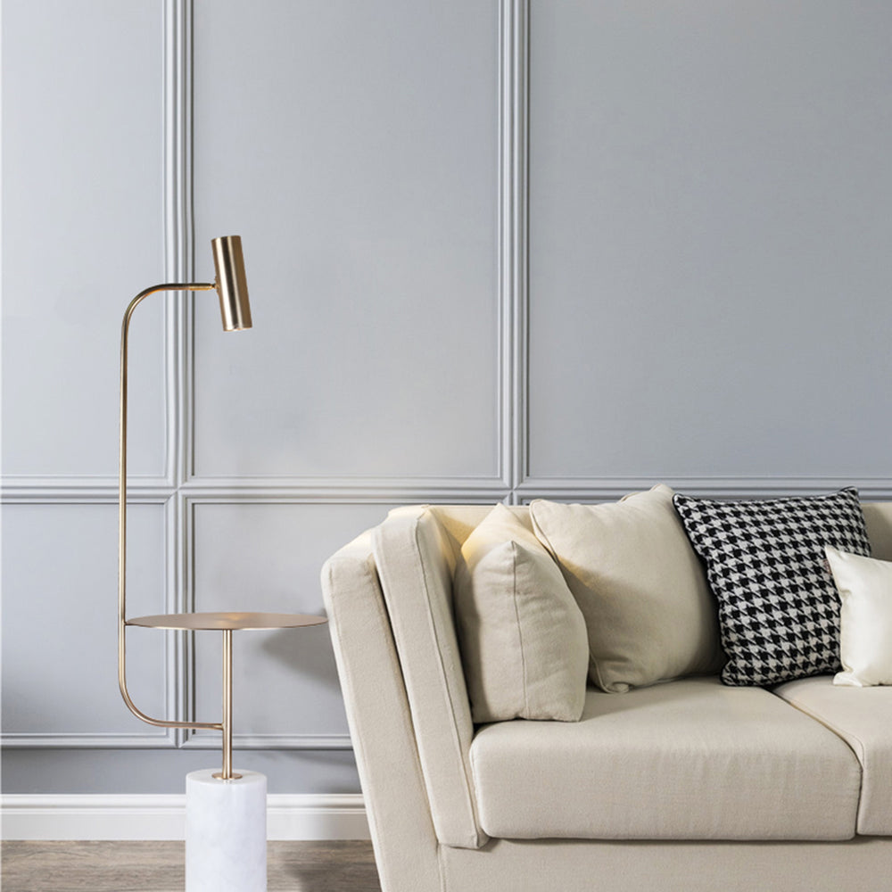 Bethel Gold Floor Lamp - Elegant Marble Base & Stylish Steel Frame for Cozy Room Illumination