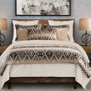 HiEnd Accents Chalet Aztec Comforter Set LG1779-FL-OC White, Brown Comforter - Face: 100% polyester; Back: 100% cotton; Fill: 100% polyester. Pillow Sham - 100% polyester. 80x90x0.1