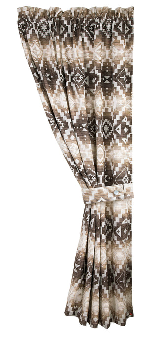 HiEnd Accents Chalet Aztec Curtain LG1779C White, Brown 100% polyester 48x84