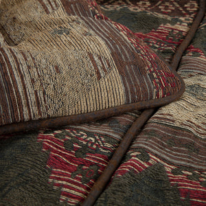 HiEnd Accents Sierra Comforter Set LG1830-TW-OC Multi Color Comforter - Face: 100% polyester; Back: 100% cotton; Fill: 100% polyester. Bed Skirt - 100% polyester. Pillow Sham - 100% polyester. Decorative Pillow - Shell: 100% polyester; Fill: 100% polyester. 88x68x3