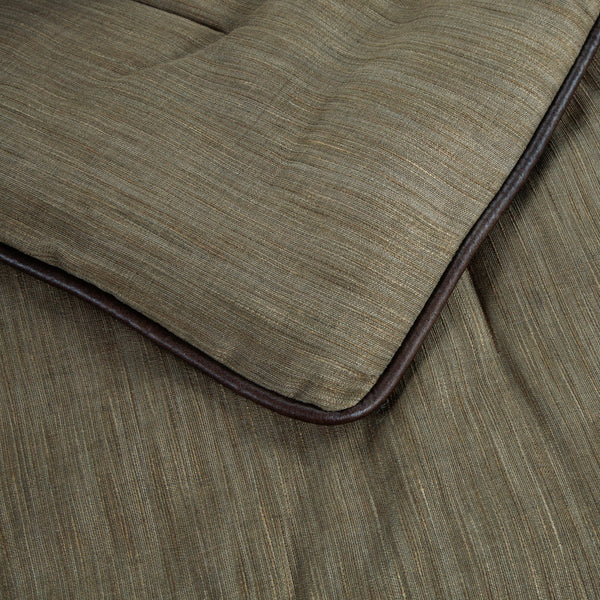 HiEnd Accents Highland Lodge Comforter Set LG1860-TW-OC Brown Comforter - Face: 100% polyester; Back: 100% cotton; Fill: 100% polyester. Bed Skirt - Skirt: 100% polyester; Decking: 100% polyester. Pillow Sham - 100% polyester. Accent Pillow - Shell: 100% polyester; Fill: 100% polyester. 68X88X3