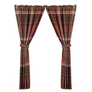 HiEnd Accents Jackson Plaid Curtain Set LG1932C Brown, Red 65% Polyester, 35% Cotton 84x48x0.5