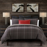 HiEnd Accents Heath Comforter Set LG2016-FL-OC Graphite Face:35% cotton_x000C_65% polyester. Back: 100% Cotton. Filling: 100% Polyester 80x90x1