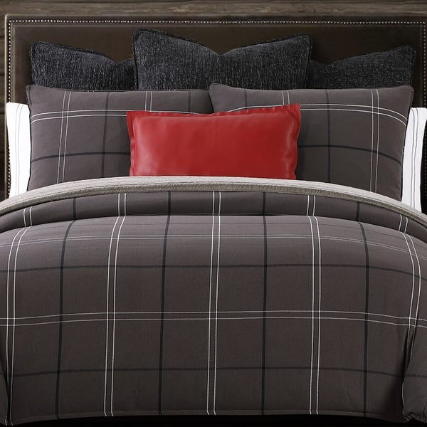 HiEnd Accents Heath Comforter Set LG2016-TW-OC Graphite Face:35% cotton_x000C_65% polyester. Back: 100% Cotton. Filling: 100% Polyester 68x88x1