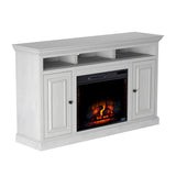 Modern Distressed TV Stand with Electric Fireplace Included, White