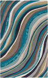 Lounge LGE-2293 Modern Wool, Viscose Rug LGE2293-913 Teal, Aqua, Taupe, Cream, Dark Brown, Ink 90% Wool, 10% Viscose 9' x 13'