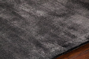 Chandra Rugs Libra 100% Art Silk Hand-Woven Contemporary Rug Charcoal 9' x 13'