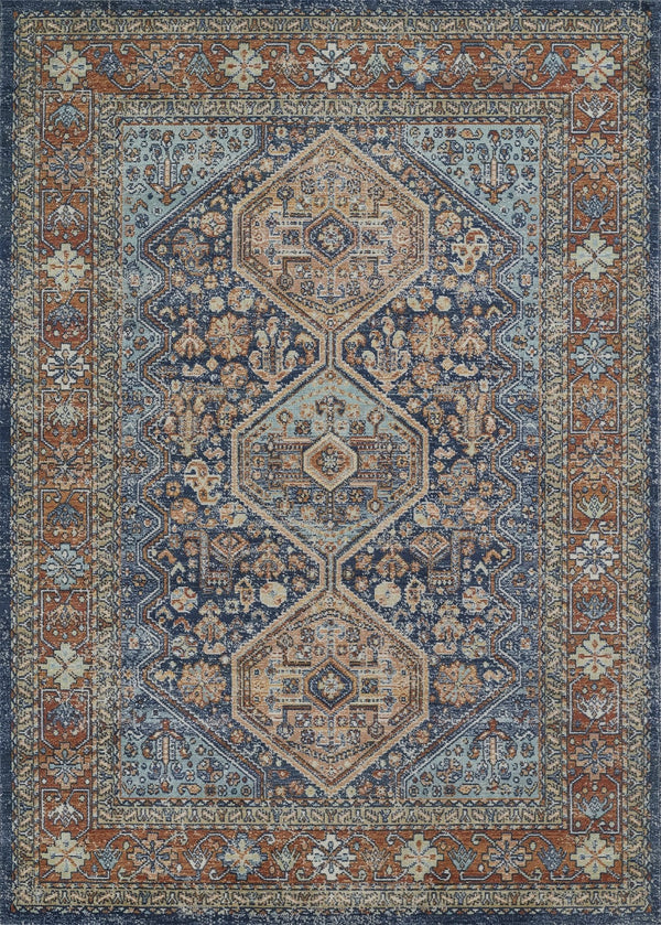 Momeni Lillihan LIH-2 Machine Made Traditional Medallion Indoor Area Rug Navy 9'3" x 11'10" LILLILIH-2NVY93BA