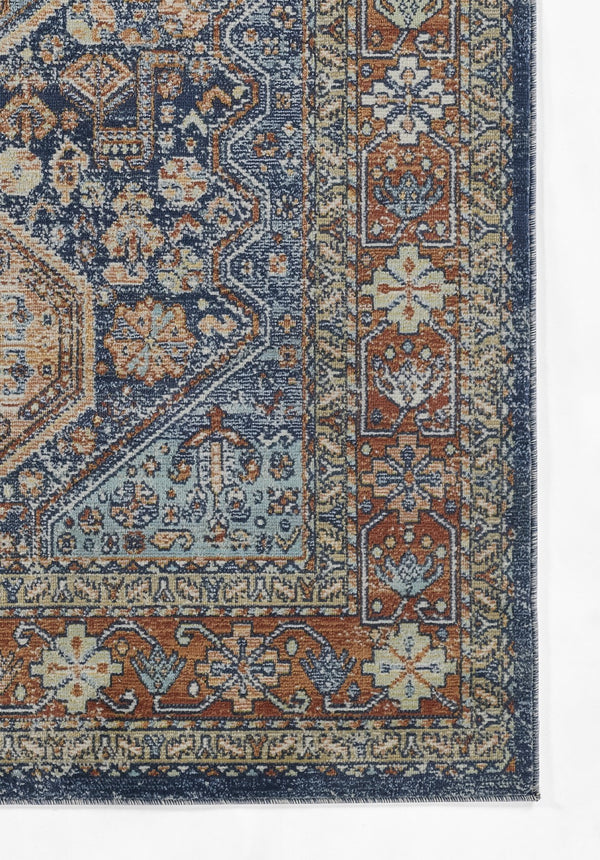 Momeni Lillihan LIH-2 Machine Made Traditional Medallion Indoor Area Rug Navy 9'3" x 11'10" LILLILIH-2NVY93BA