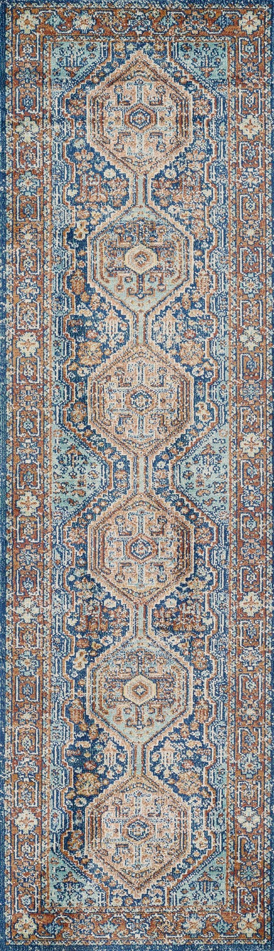 Momeni Lillihan LIH-2 Machine Made Traditional Medallion Indoor Area Rug Navy 9'3" x 11'10" LILLILIH-2NVY93BA