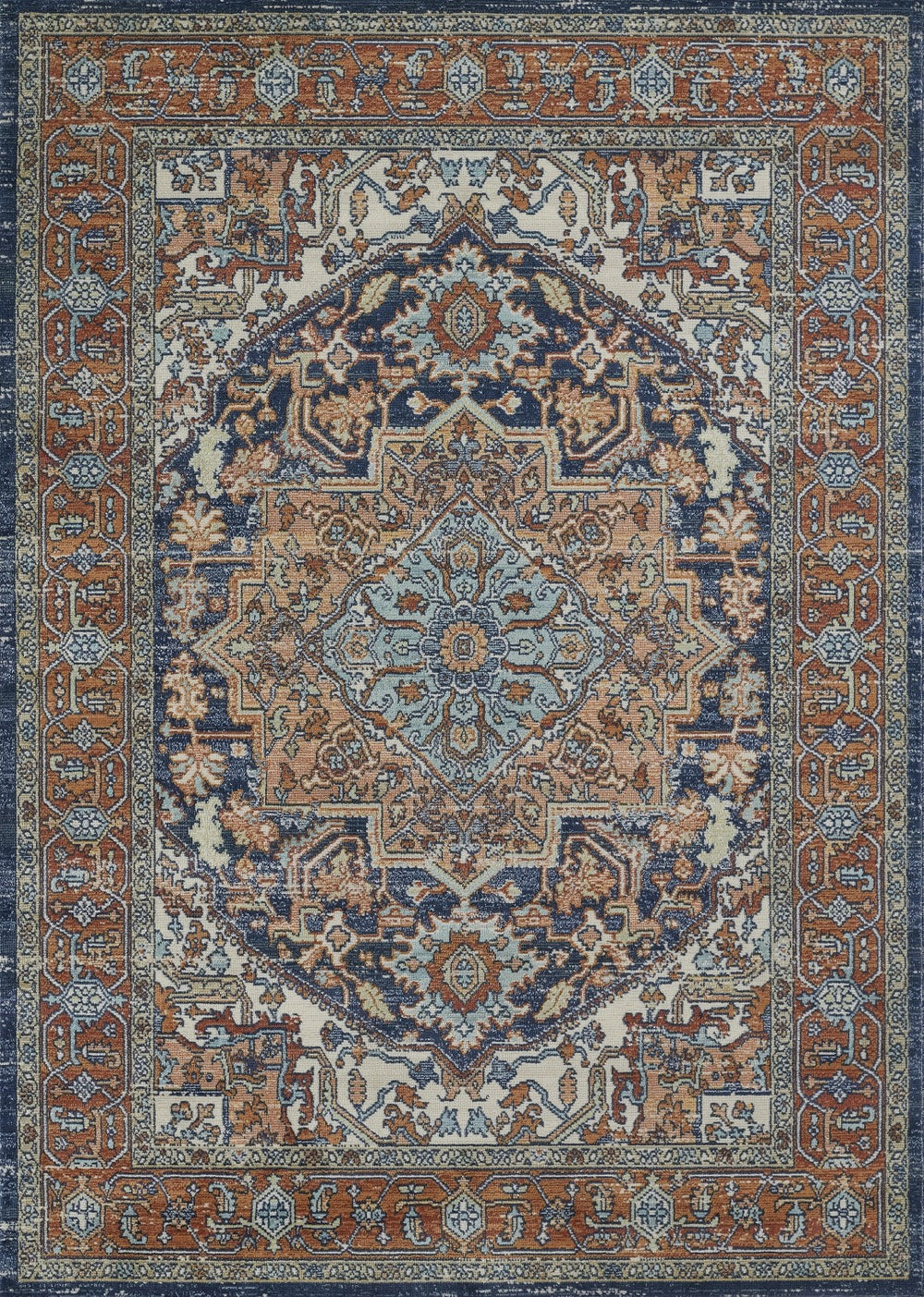 Momeni Lillihan LIH-3 Machine Made Traditional Medallion Indoor Area Rug Navy 9'3" x 11'10" LILLILIH-3NVY93BA