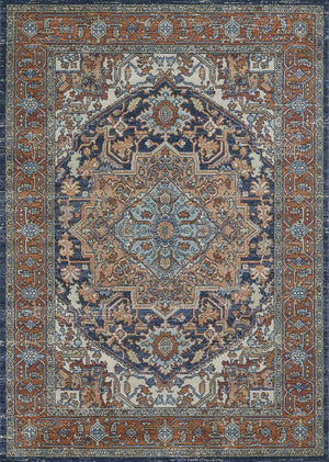 Momeni Lillihan LIH-3 Machine Made Traditional Medallion Indoor Area Rug Navy 9'3" x 11'10" LILLILIH-3NVY93BA