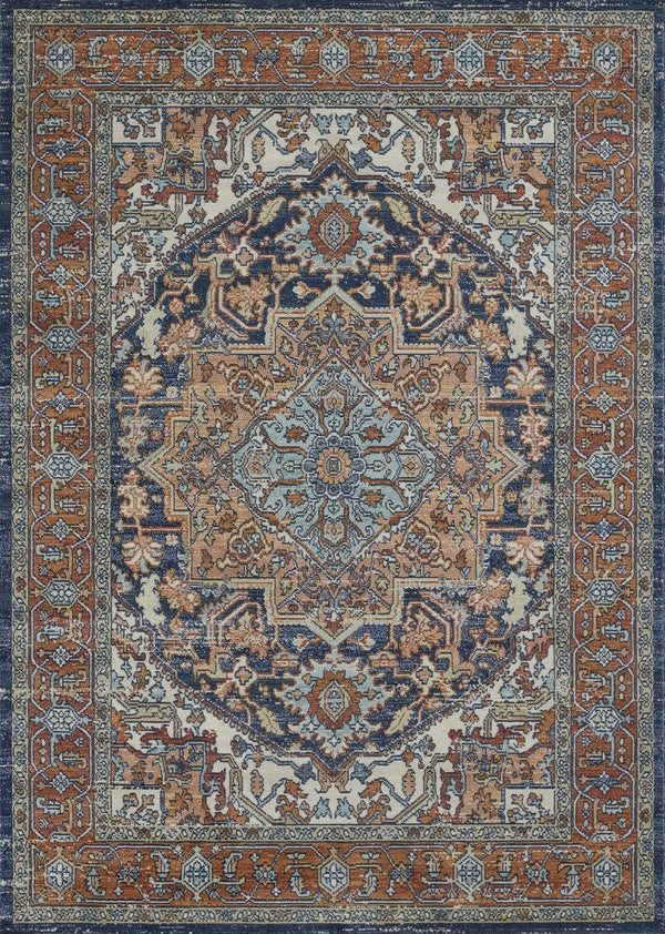 Momeni Lillihan LIH-3 Machine Made Traditional Medallion Indoor Area Rug Navy 9'3" x 11'10" LILLILIH-3NVY93BA