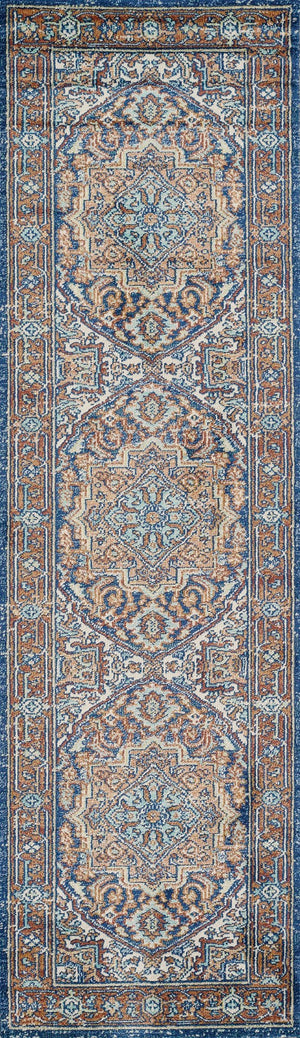 Momeni Lillihan LIH-3 Machine Made Traditional Medallion Indoor Area Rug Navy 9'3" x 11'10" LILLILIH-3NVY93BA