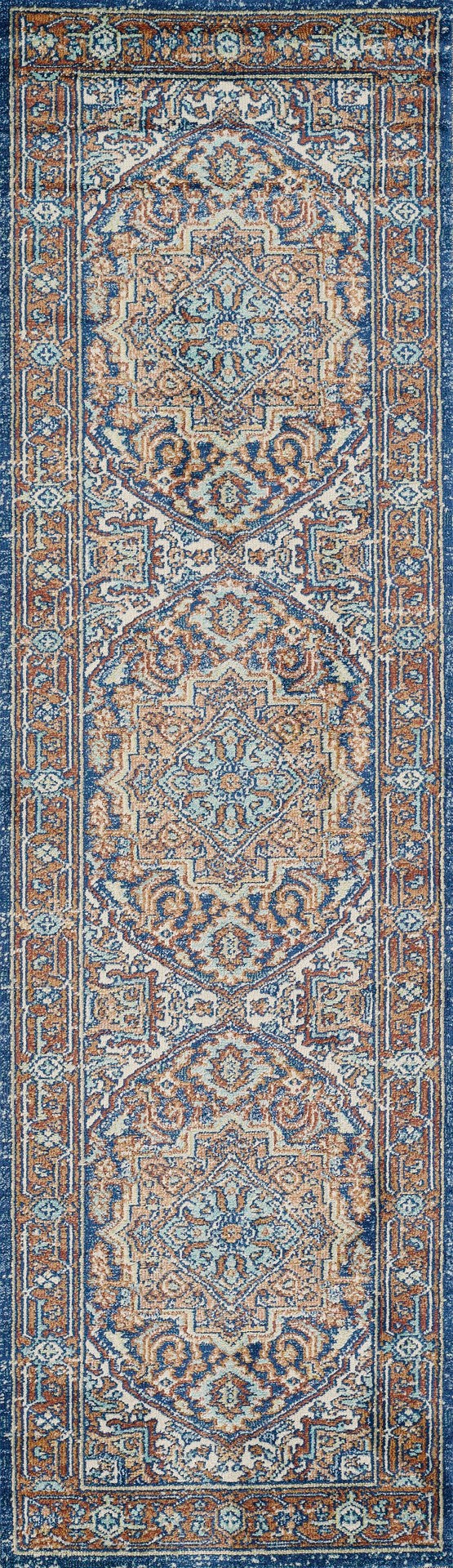 Momeni Lillihan LIH-3 Machine Made Traditional Medallion Indoor Area Rug Navy 9'3" x 11'10" LILLILIH-3NVY93BA