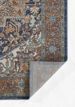 Momeni Lillihan LIH-3 Machine Made Traditional Medallion Indoor Area Rug Navy 9'3" x 11'10" LILLILIH-3NVY93BA