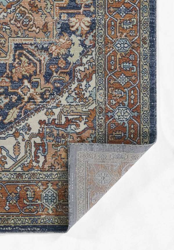 Momeni Lillihan LIH-3 Machine Made Traditional Medallion Indoor Area Rug Navy 9'3" x 11'10" LILLILIH-3NVY93BA