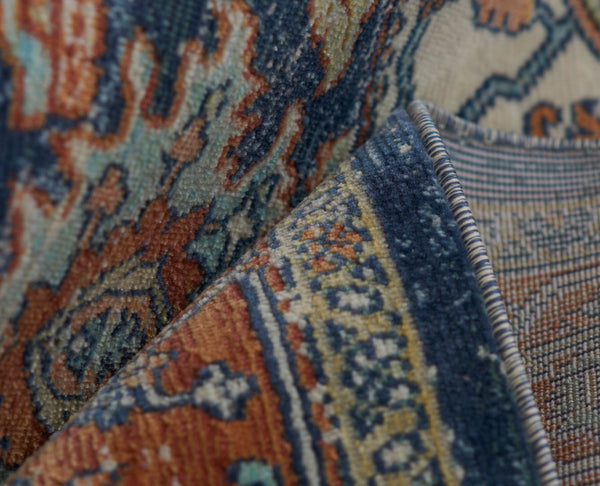 Momeni Lillihan LIH-3 Machine Made Traditional Medallion Indoor Area Rug Navy 9'3" x 11'10" LILLILIH-3NVY93BA