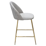 Lilly Set of (2) Counter Height Chairs in Grey Velvet w/ Brushed Gold Metal Legs by Diamond Sofa