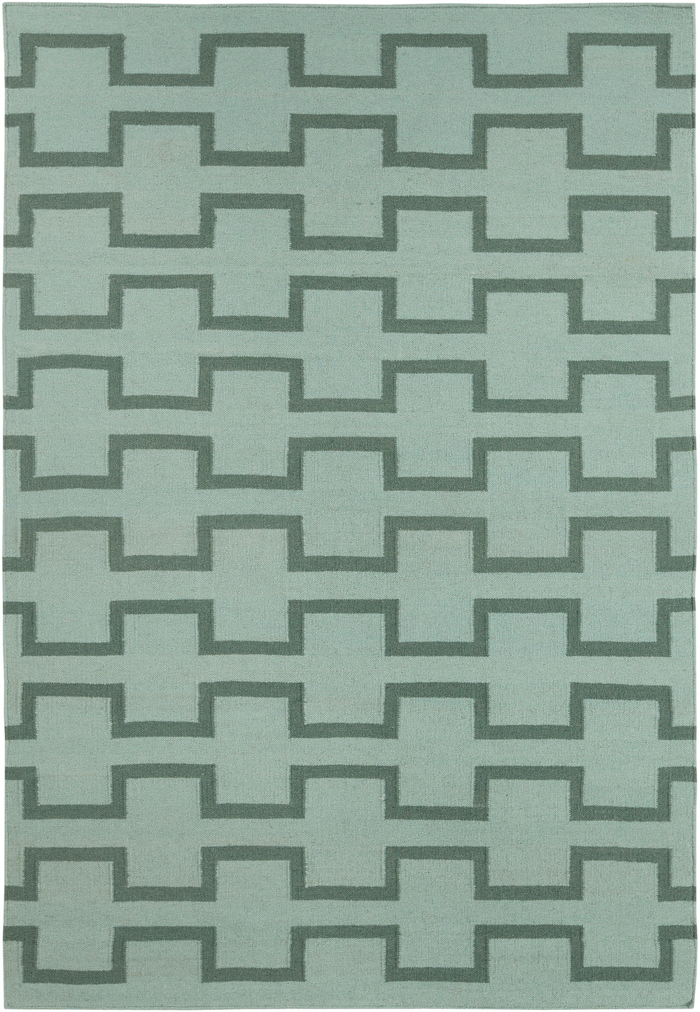 Chandra Rugs Lima 100% Wool Hand-Woven Flatweave Reversible Wool/Cotton Rug Blue/Green 7' x 10'