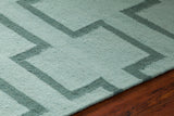 Chandra Rugs Lima 100% Wool Hand-Woven Flatweave Reversible Wool/Cotton Rug Blue/Green 7' x 10'