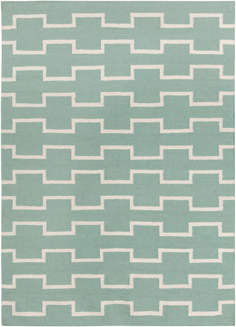 Chandra Rugs Lima 100% Wool Hand-Woven Flatweave Reversible Wool/Cotton Rug Blue/White 7' x 10'