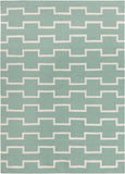 Chandra Rugs Lima 100% Wool Hand-Woven Flatweave Reversible Wool/Cotton Rug Blue/White 7' x 10'