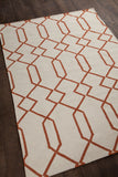 Chandra Rugs Lima 100% Wool Hand-Woven Flatweave Reversible Wool/Cotton Rug White/Orange 7' x 10'