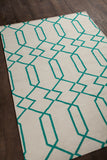 Chandra Rugs Lima 100% Wool Hand-Woven Flatweave Reversible Wool/Cotton Rug White/Teal 7' x 10'