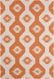 Chandra Rugs Lima 100% Wool Hand-Woven Flatweave Reversible Wool/Cotton Rug White/Orange 7' x 10'