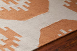 Chandra Rugs Lima 100% Wool Hand-Woven Flatweave Reversible Wool/Cotton Rug White/Orange 7' x 10'