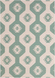 Chandra Rugs Lima 100% Wool Hand-Woven Flatweave Reversible Wool/Cotton Rug White/Green 7' x 10'