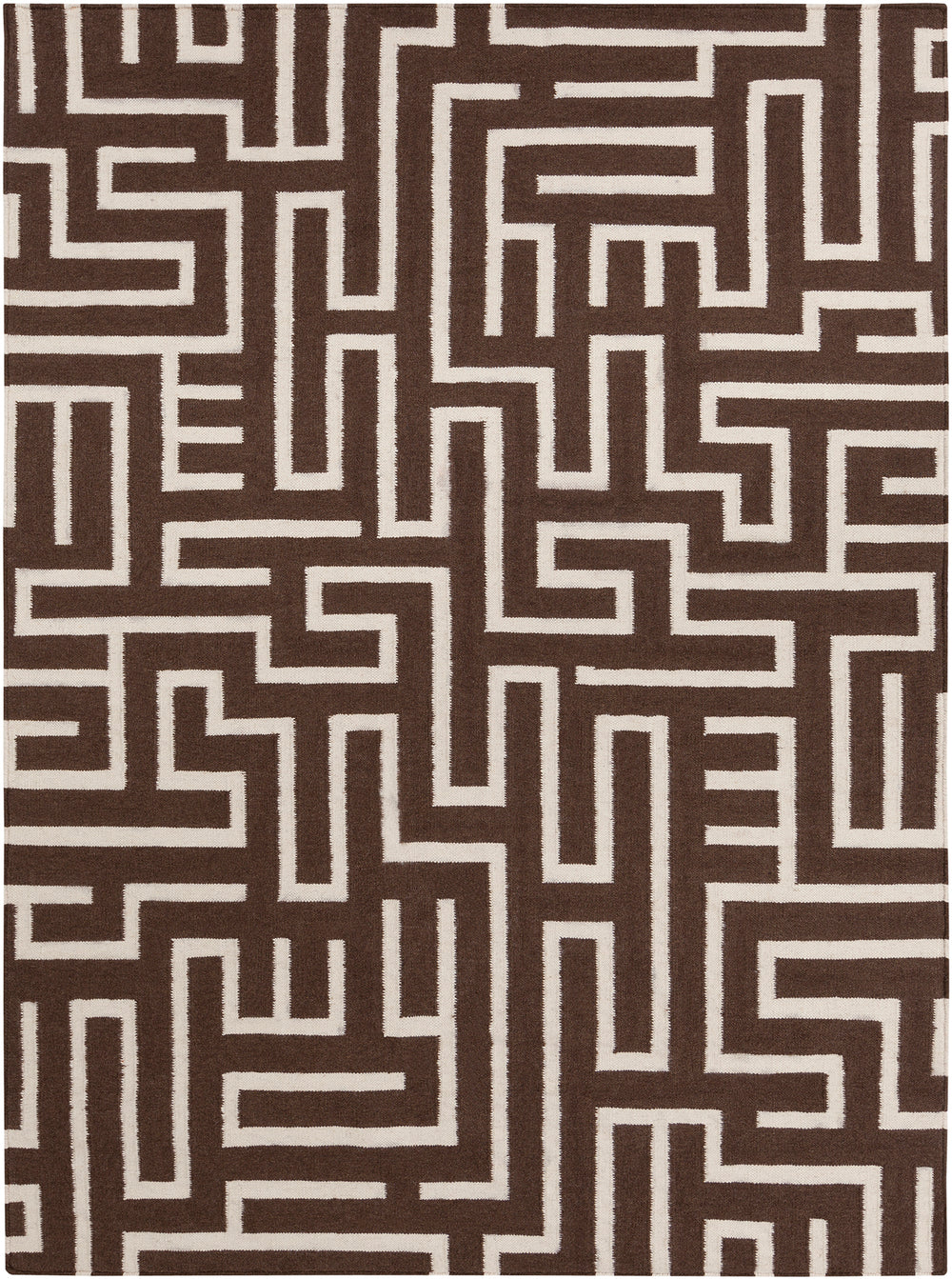 Chandra Rugs Lima 100% Wool Hand-Woven Flatweave Reversible Wool/Cotton Rug Brown/White 7' x 10'