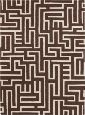 Chandra Rugs Lima 100% Wool Hand-Woven Flatweave Reversible Wool/Cotton Rug Brown/White 7' x 10'