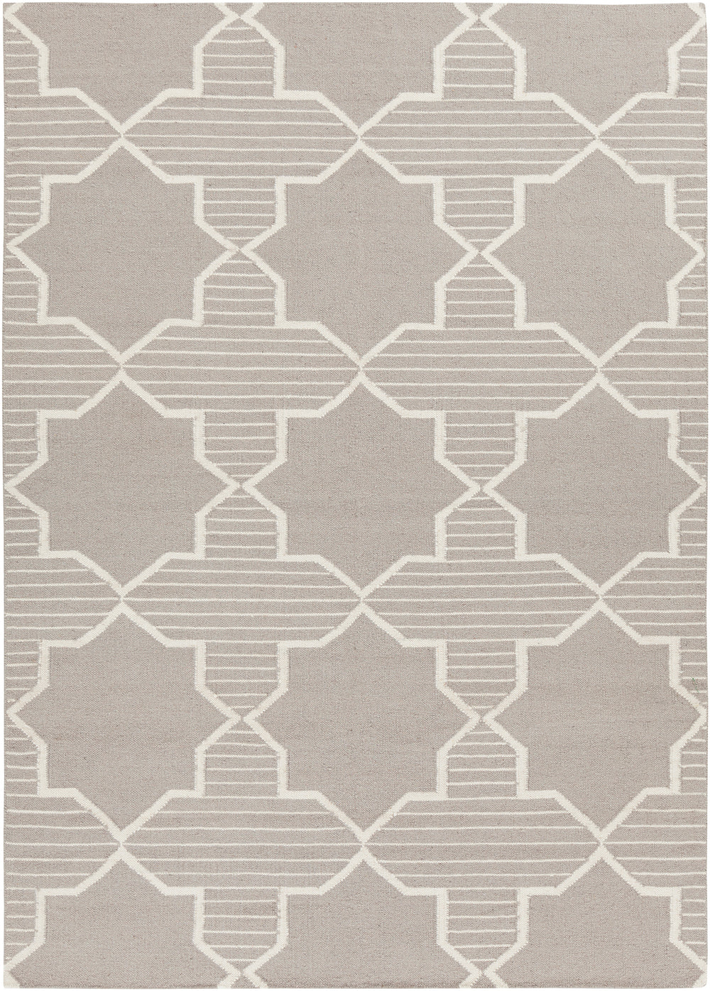 Chandra Rugs Lima 100% Wool Hand-Woven Flatweave Reversible Wool/Cotton Rug Taupe/White 7' x 10'