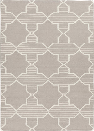 Chandra Rugs Lima 100% Wool Hand-Woven Flatweave Reversible Wool/Cotton Rug Taupe/White 7' x 10'