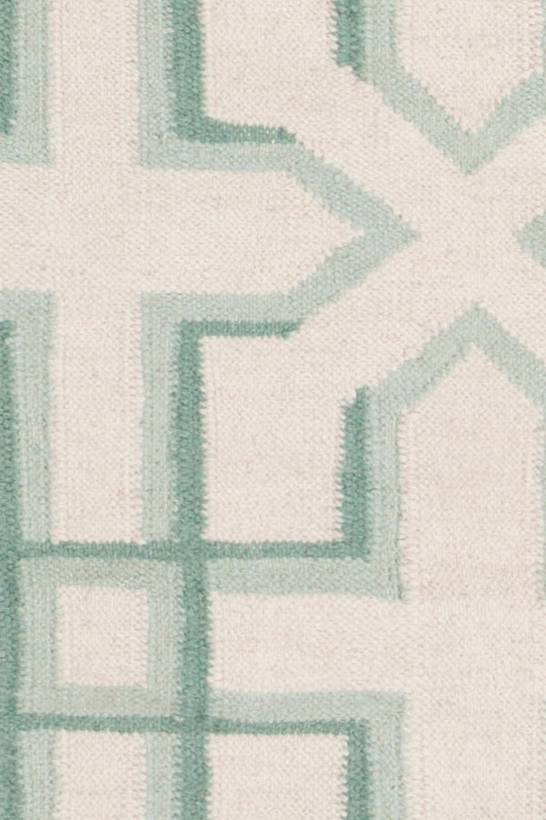 Chandra Rugs Lima 100% Wool Hand-Woven Flatweave Reversible Wool/Cotton Rug White/Green 7' x 10'