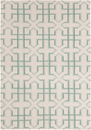 Chandra Rugs Lima 100% Wool Hand-Woven Flatweave Reversible Wool/Cotton Rug White/Green 7' x 10'
