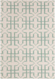 Chandra Rugs Lima 100% Wool Hand-Woven Flatweave Reversible Wool/Cotton Rug White/Green 7' x 10'