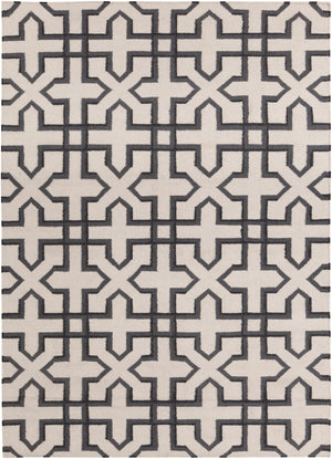 Chandra Rugs Lima 100% Wool Hand-Woven Flatweave Reversible Wool/Cotton Rug White/Grey/Black 7' x 10'