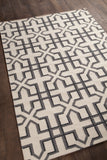 Chandra Rugs Lima 100% Wool Hand-Woven Flatweave Reversible Wool/Cotton Rug White/Grey/Black 7' x 10'