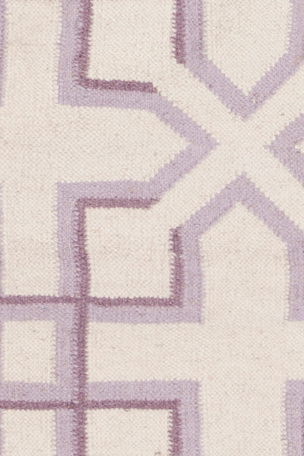 Chandra Rugs Lima 100% Wool Hand-Woven Flatweave Reversible Wool/Cotton Rug White/Purple/Lavendar 7' x 10'